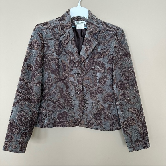 Roth LeCover Jackets & Blazers - Vintage Women 8P Tapestry Jacket Blazer Blue Brown Career Academia Office Petit